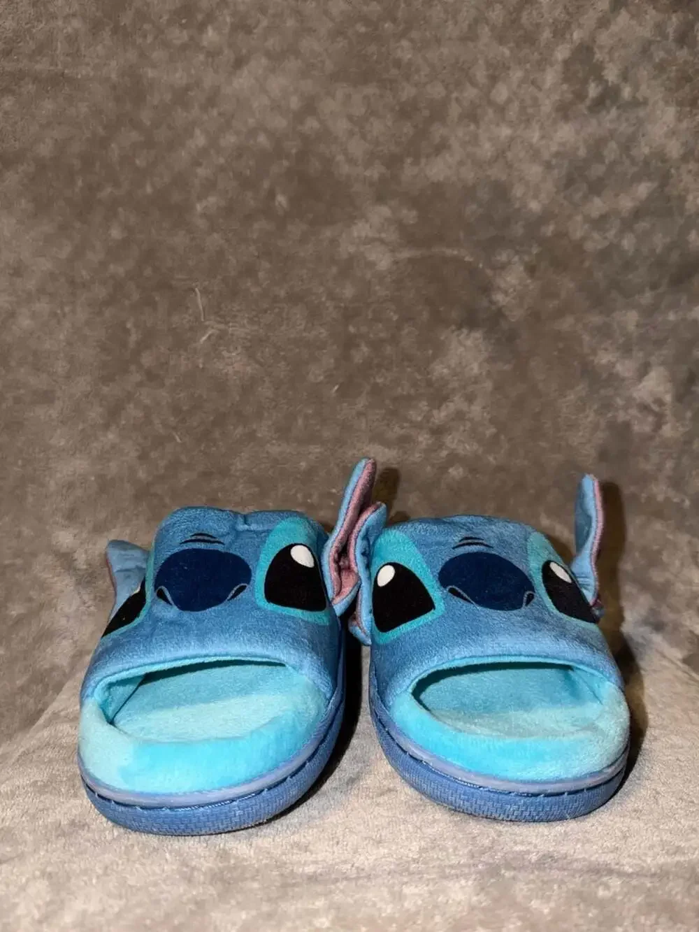 Disney Stitch Plush Slide Slippers with 3D Ears Blue